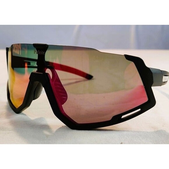 Pufeite Polarized Sports Sunglasses For Men, Women, Teen-Hard Case-Black-Red - Picture 5 of 11